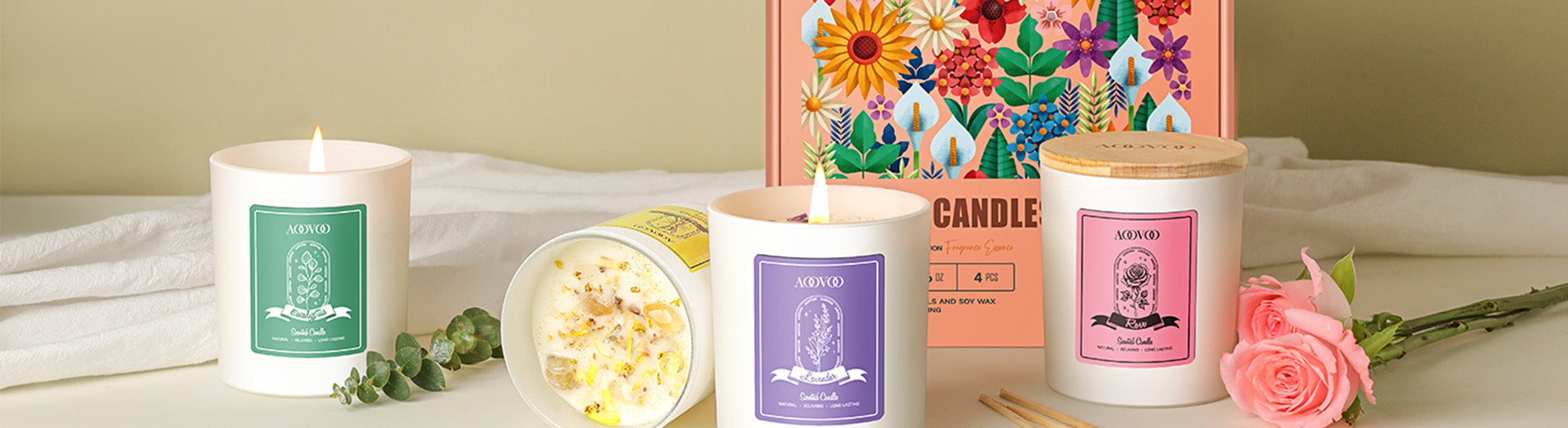 Candles with crystals