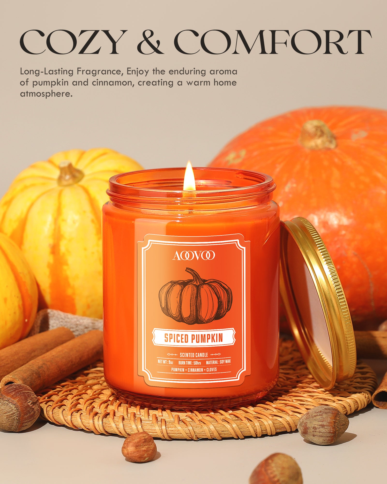 AOOVOO Classic Scented Candle –  Spiced Pumpkin