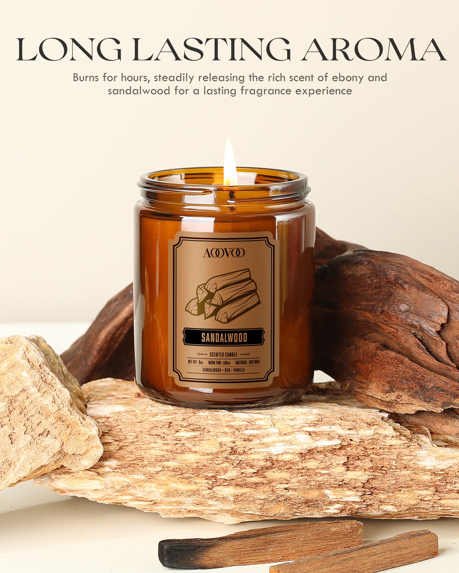 AOOVOO Classic Scented Candle –  Sandalwood