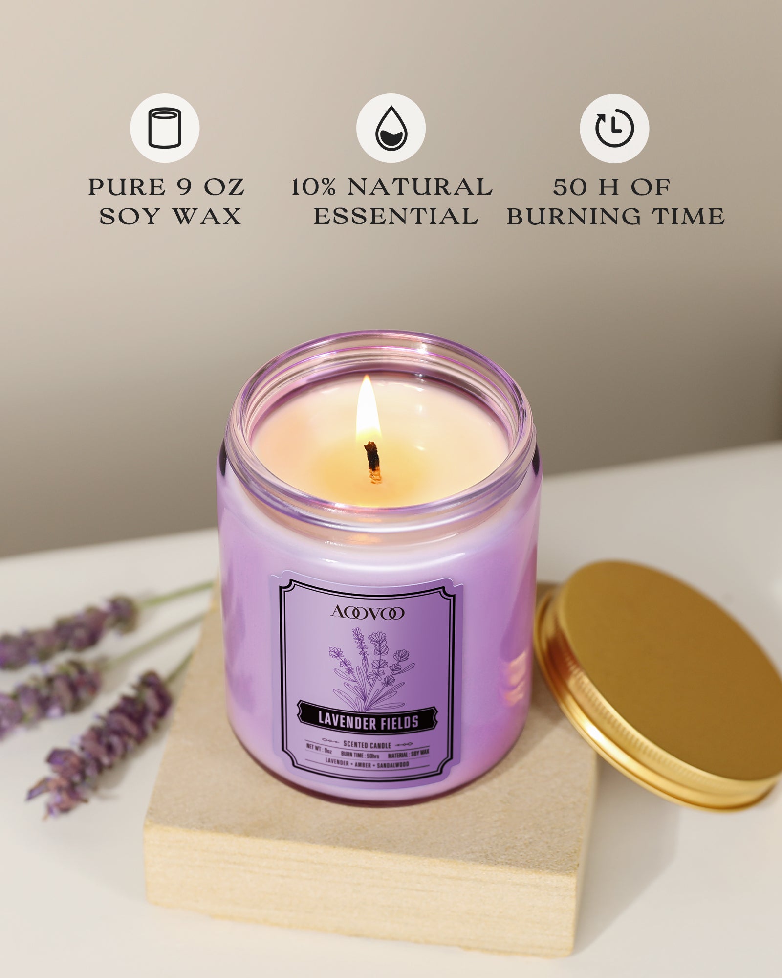 AOOVOO Classic Scented Candle –  Lavender Fields