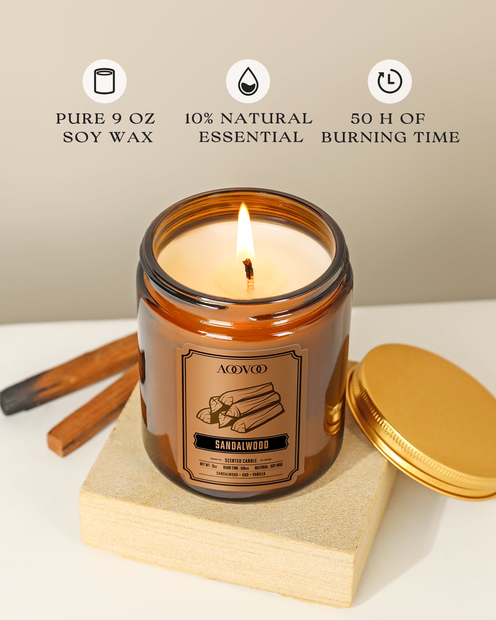 AOOVOO Classic Scented Candle –  Sandalwood