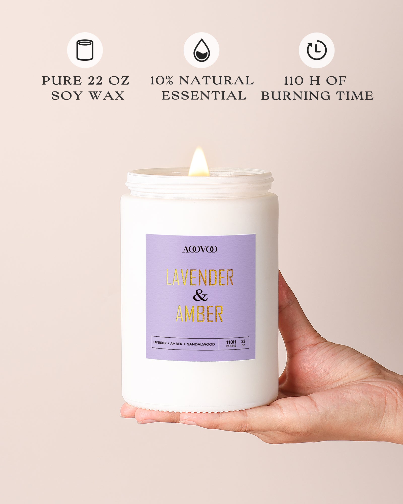 AOOVOO Classic Scented Candle – Lavendar & Amber