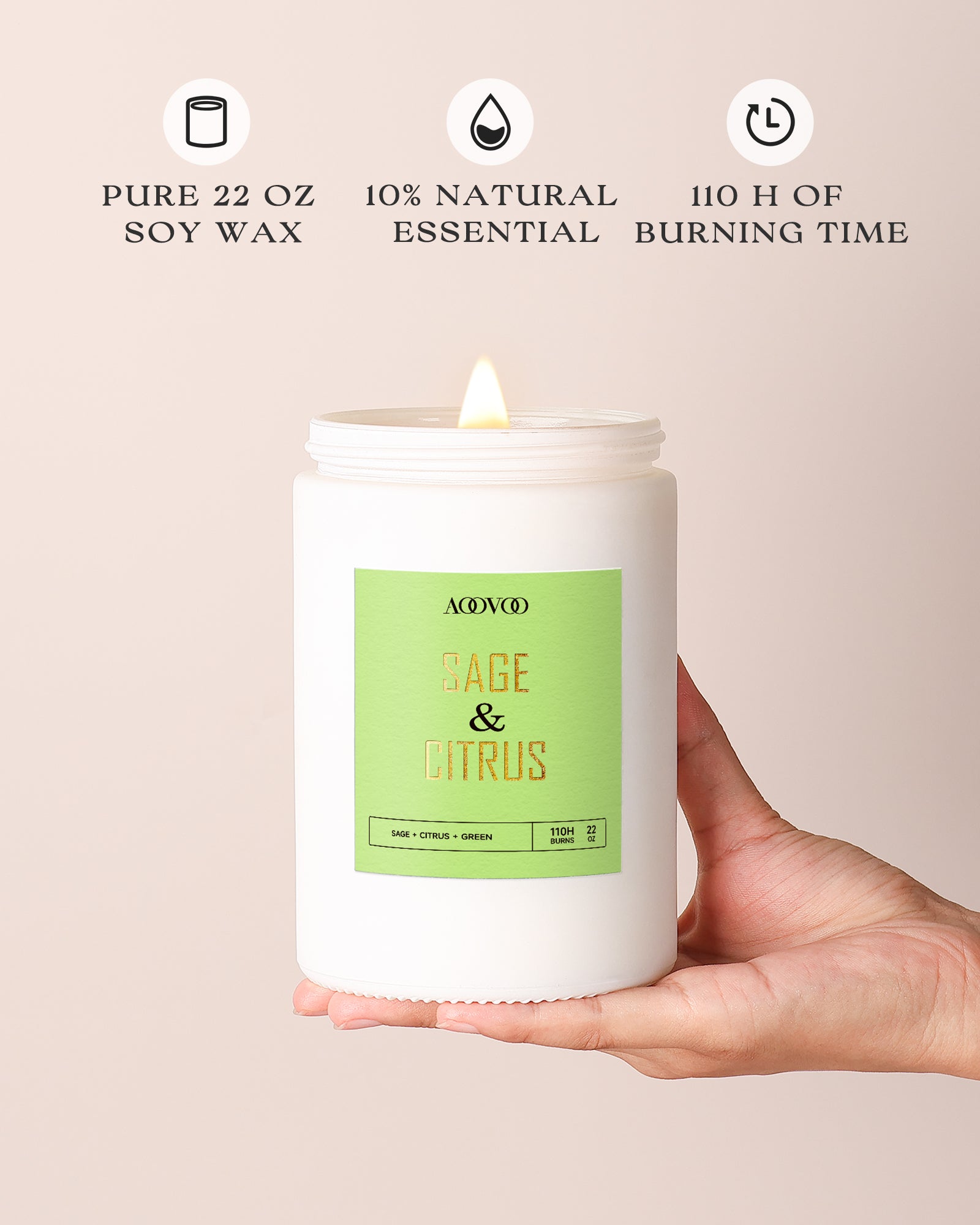 AOOVOO Classic Scented Candle – Sage&Citrus