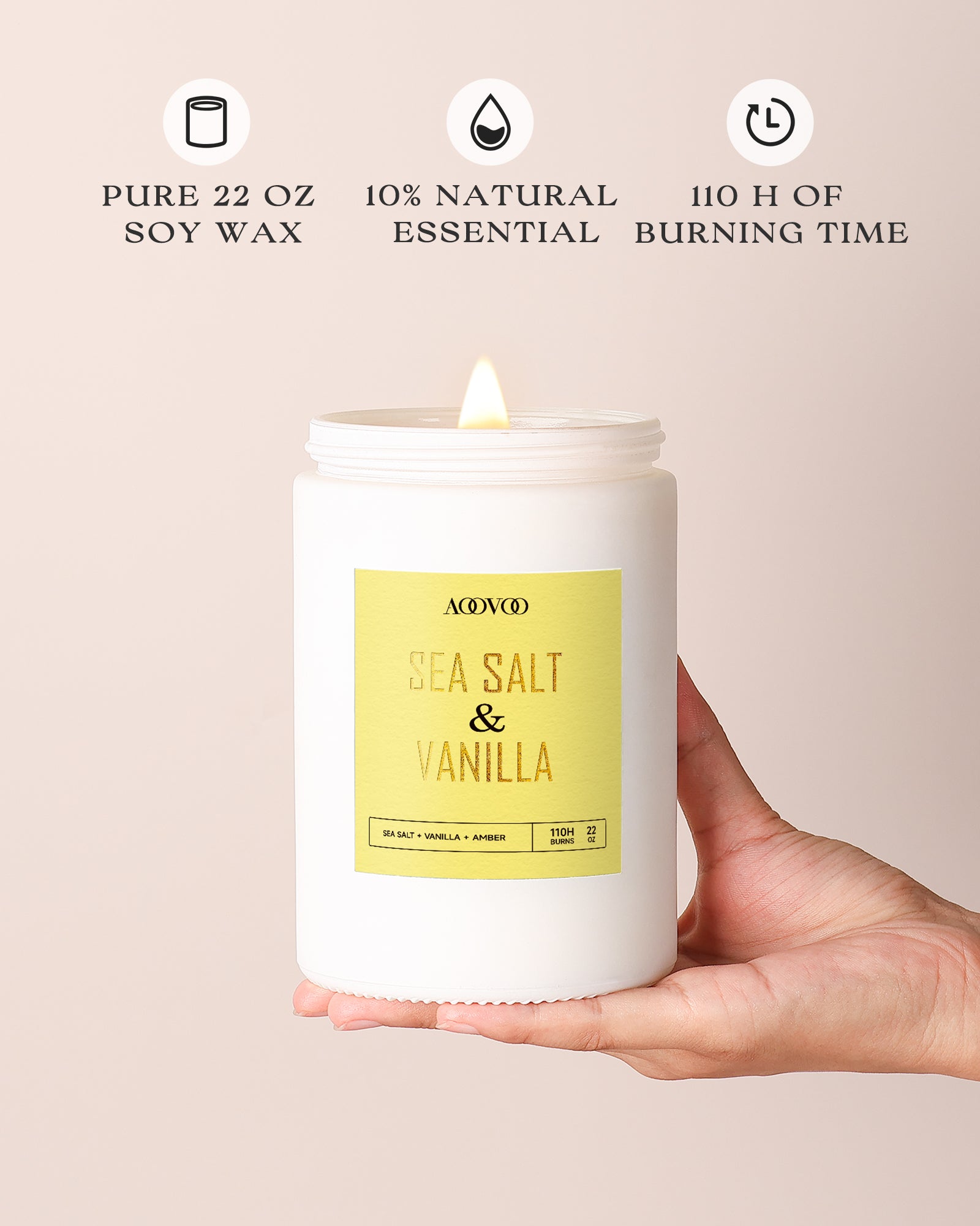AOOVOO Classic Scented Candle – Sea Salt & Vanilla