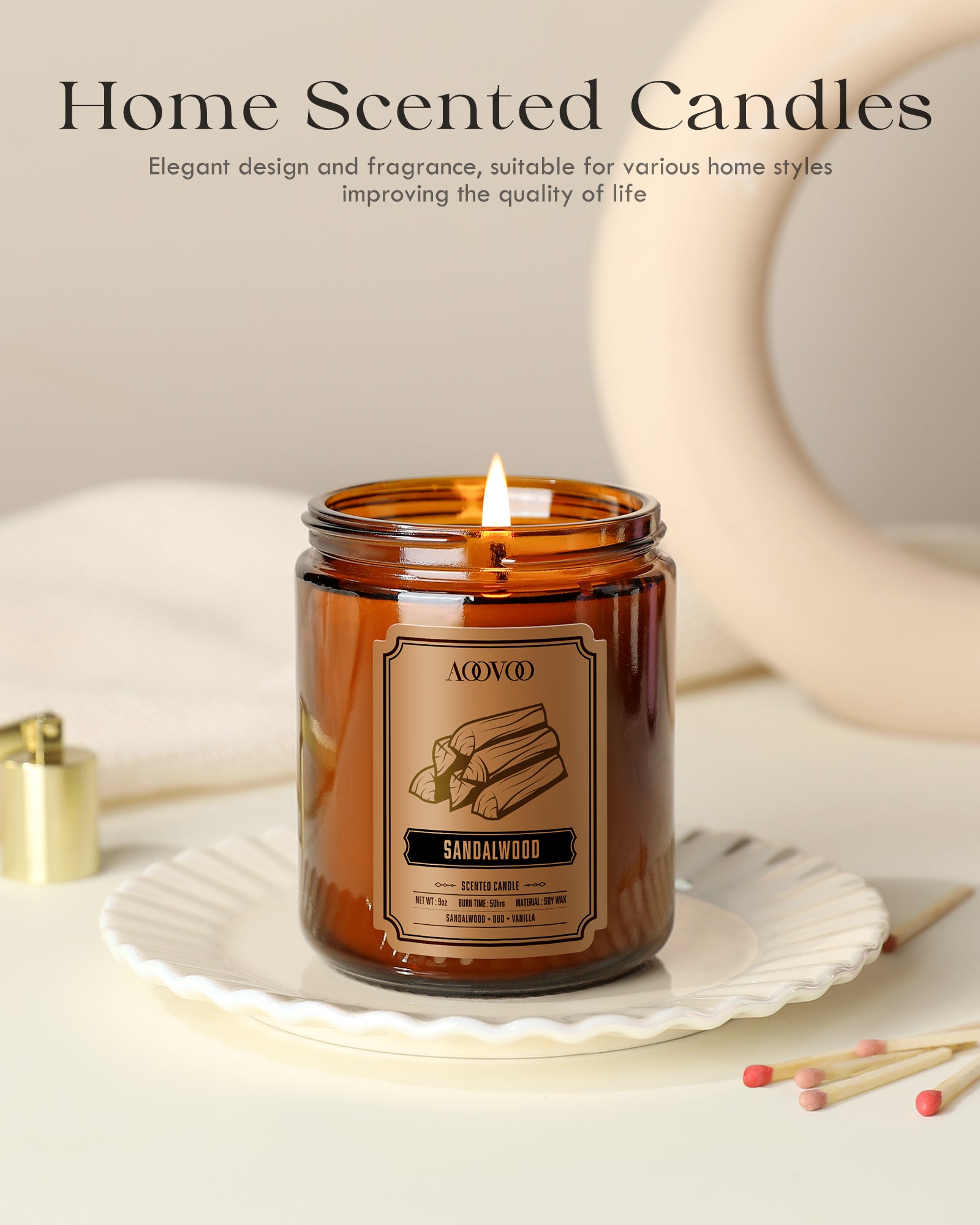 AOOVOO Classic Scented Candle –  Sandalwood