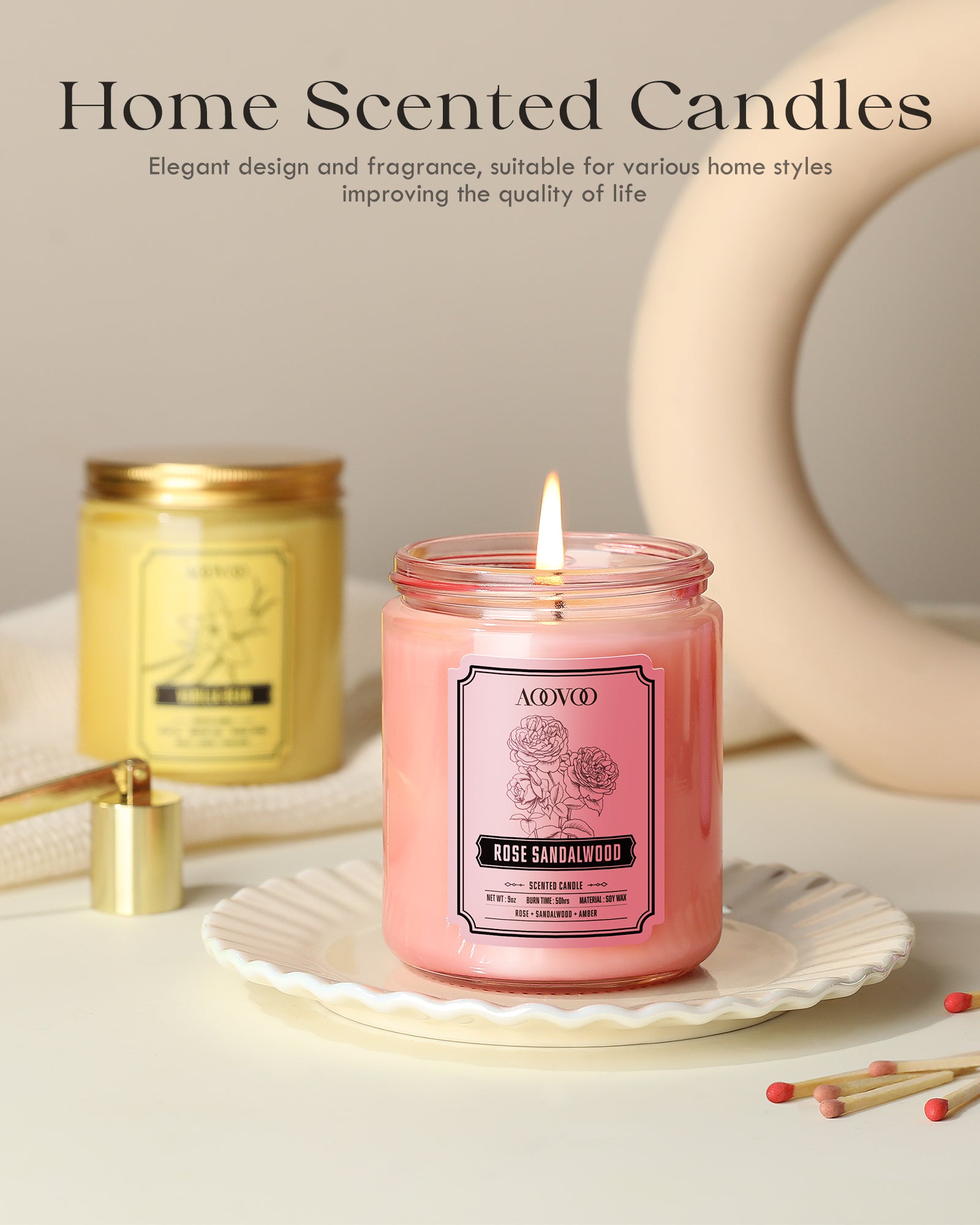 AOOVOO Classic Scented Candle –  Rose Sandelwood