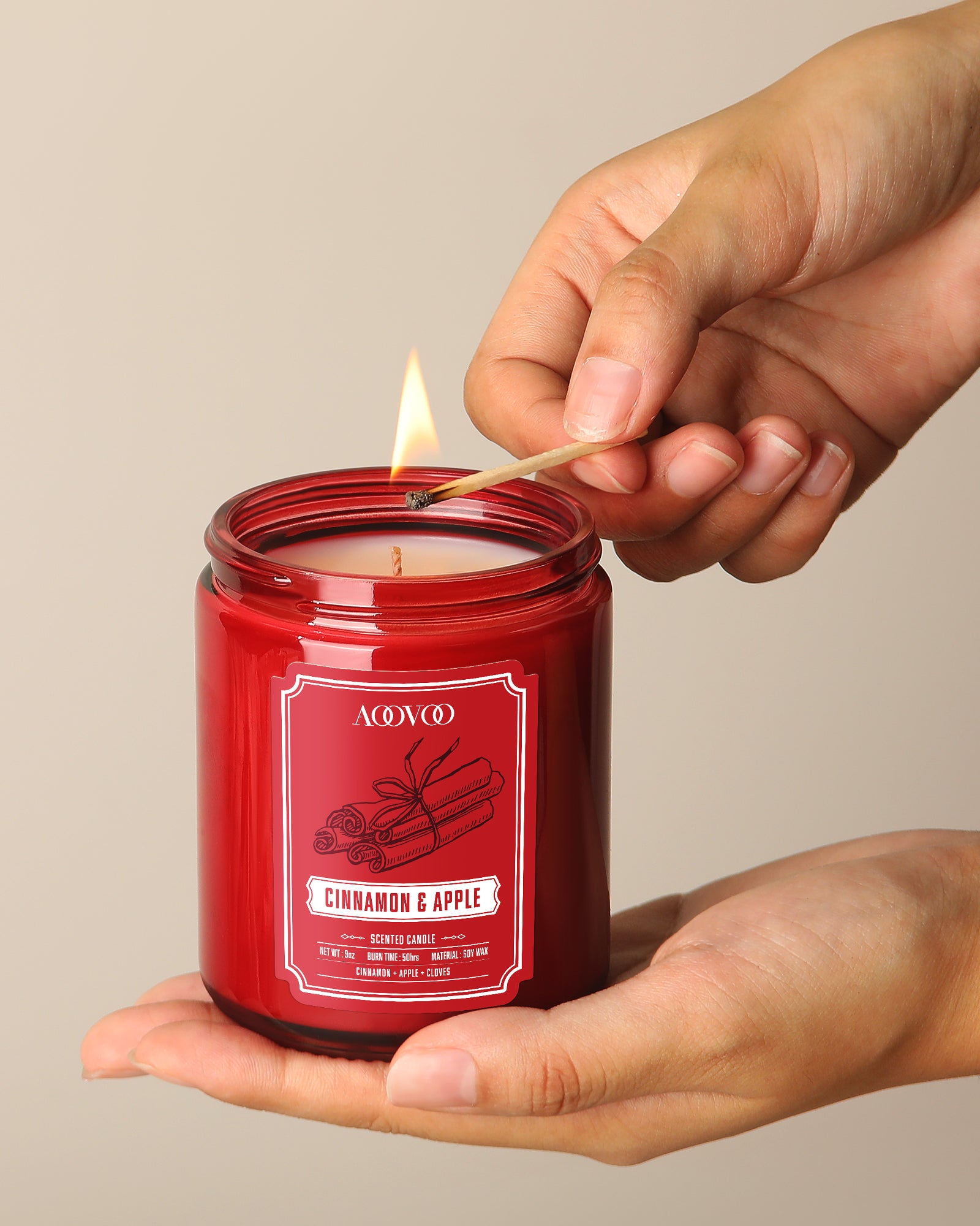 AOOVOO Classic Scented Candle –  Cinnamon & Apple
