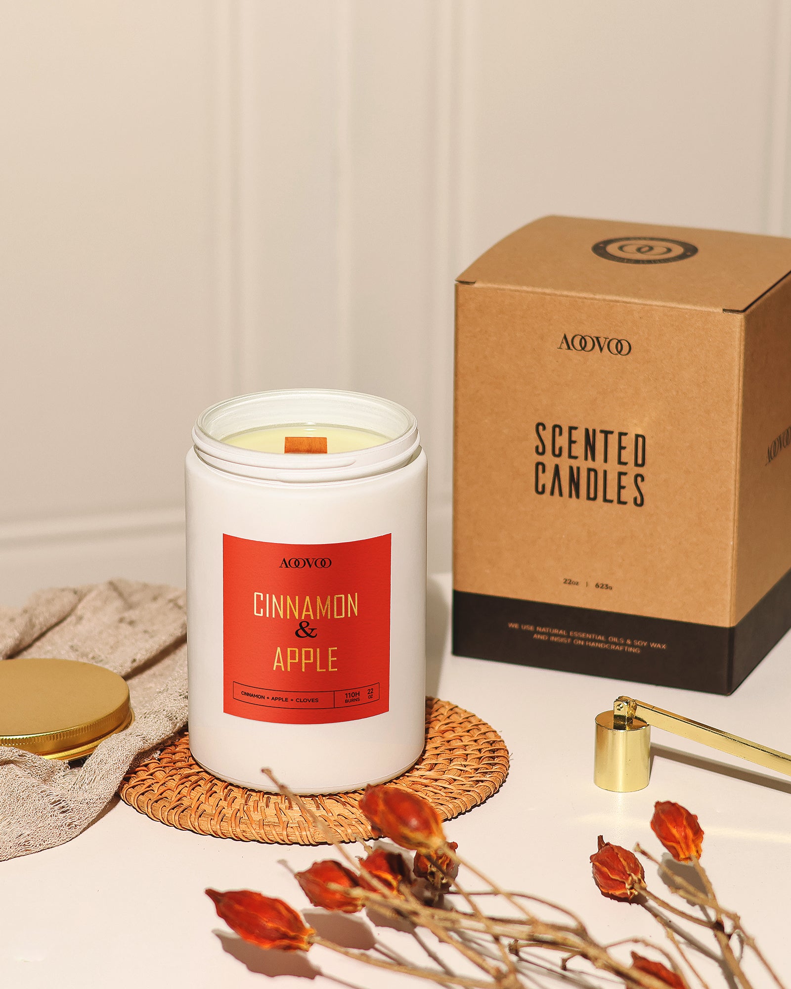 AOOVOO Classic Scented Candle – Cinnamon&Apple