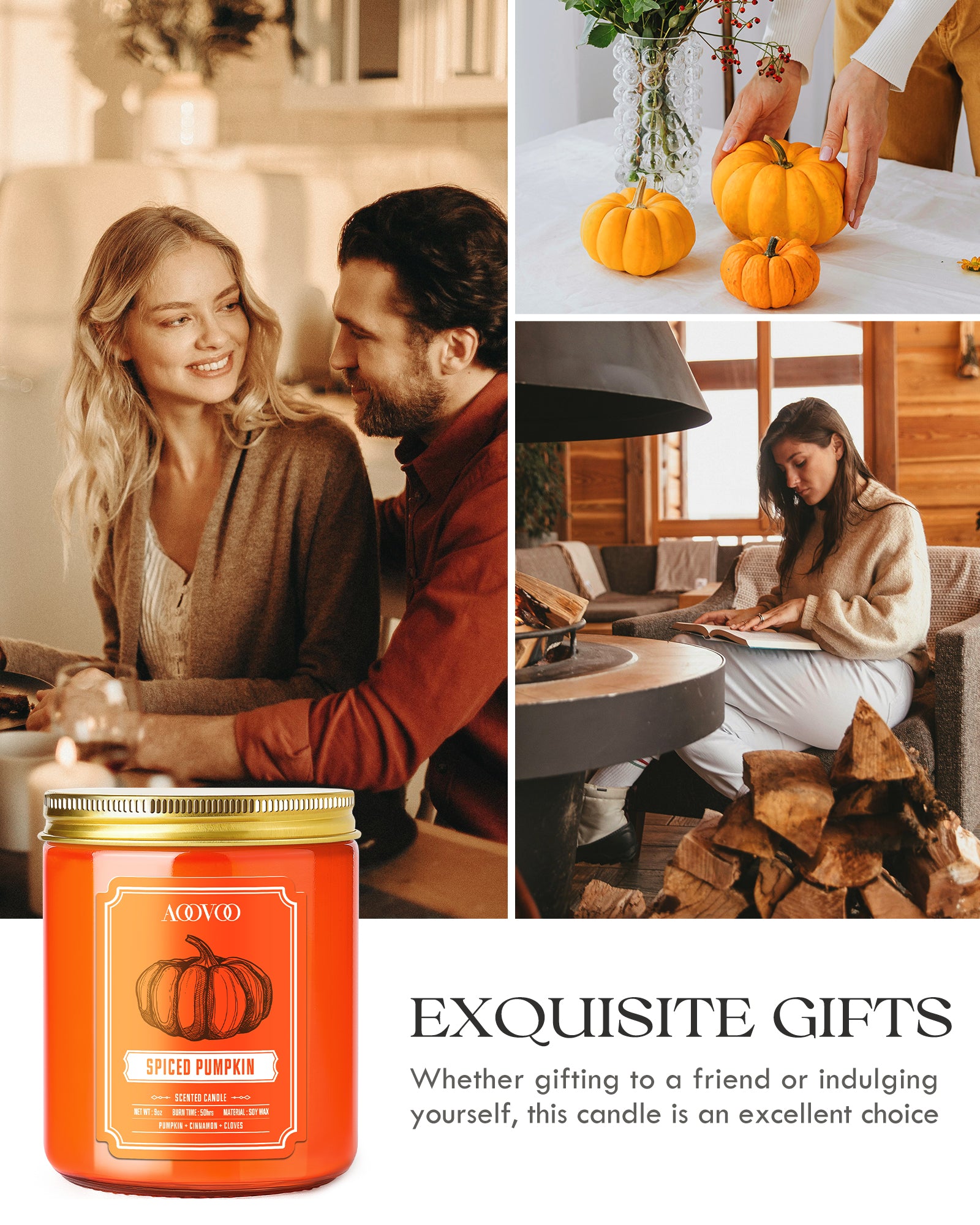 AOOVOO Classic Scented Candle –  Spiced Pumpkin