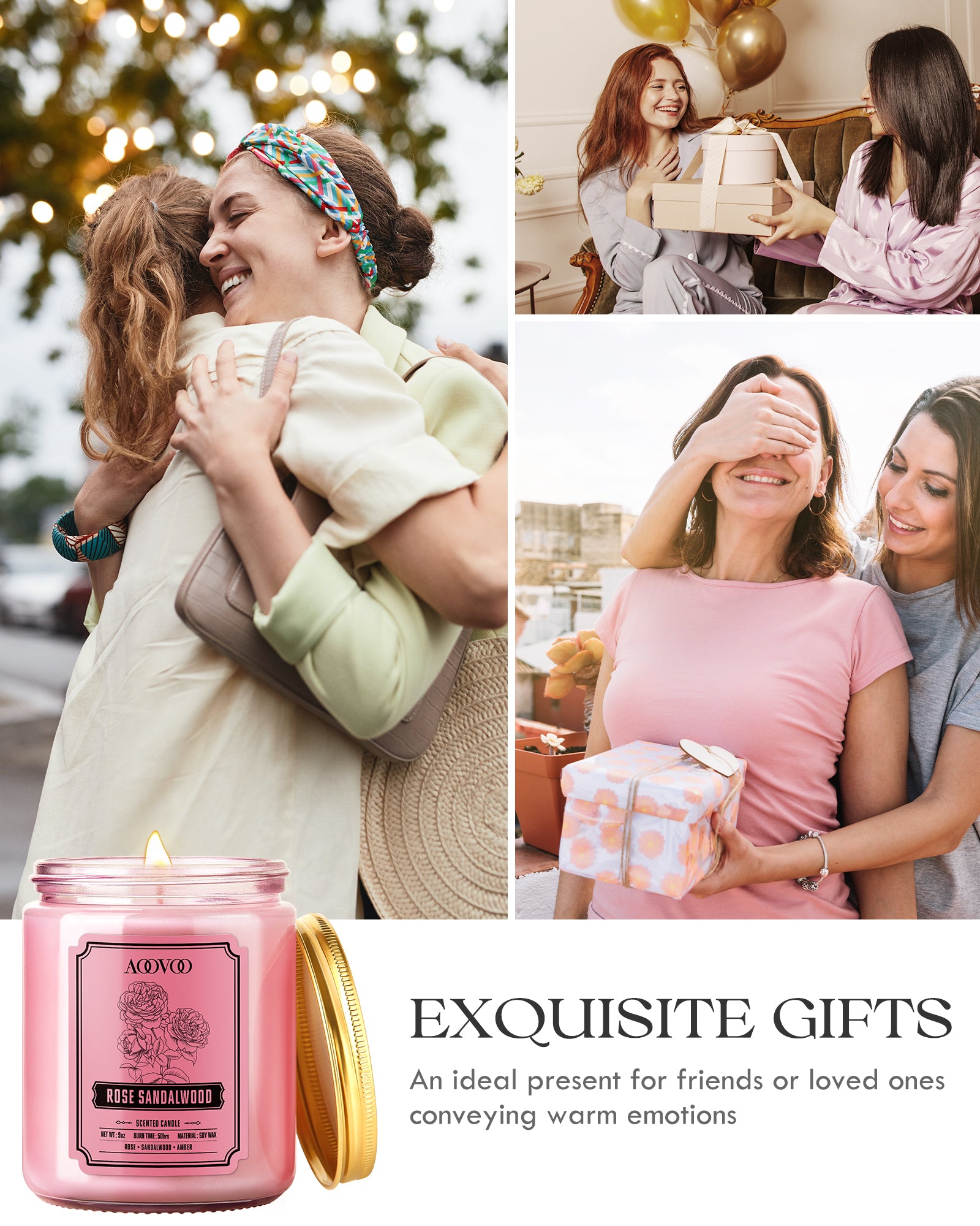 AOOVOO Classic Scented Candle –  Rose Sandelwood