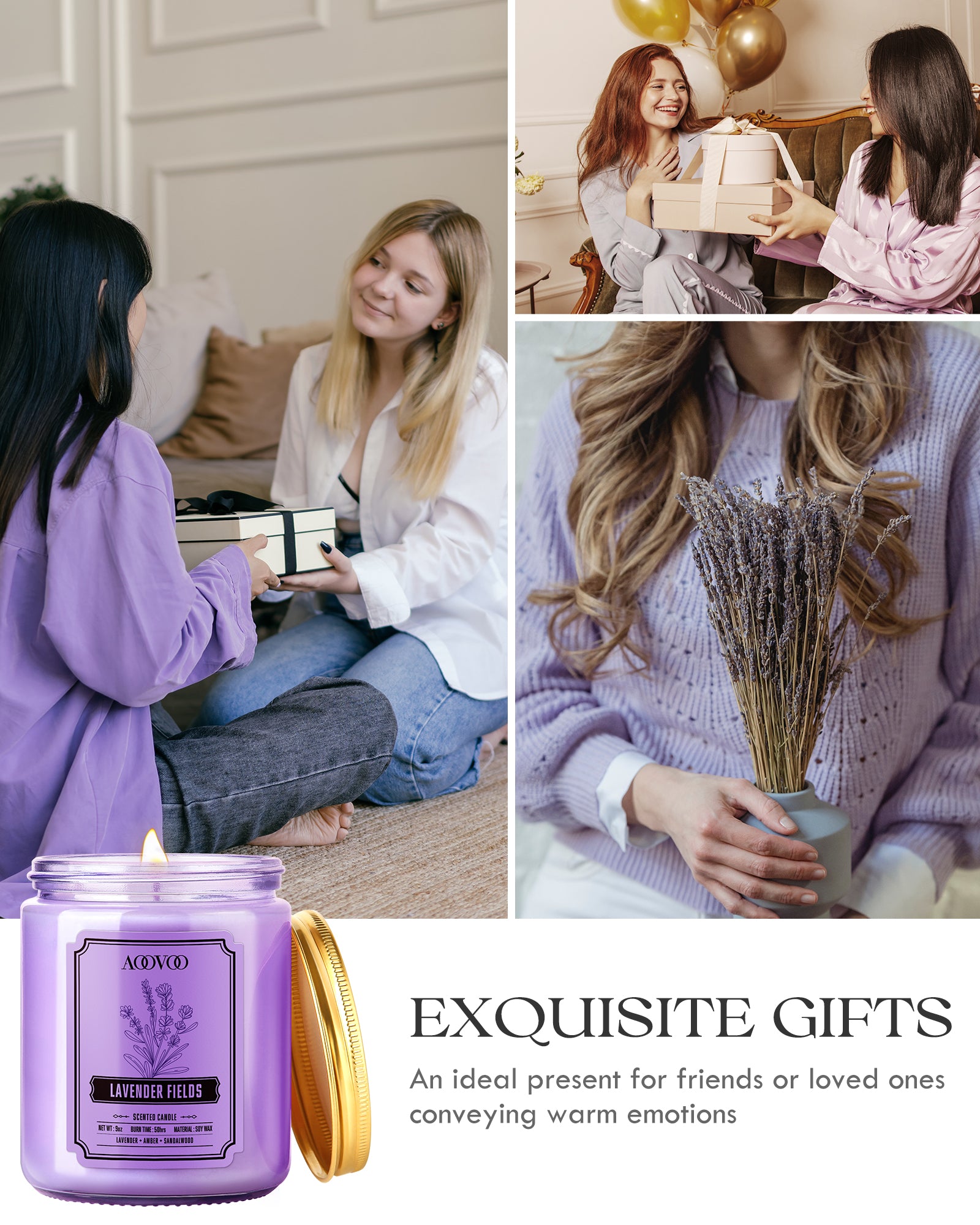 AOOVOO Classic Scented Candle –  Lavender Fields