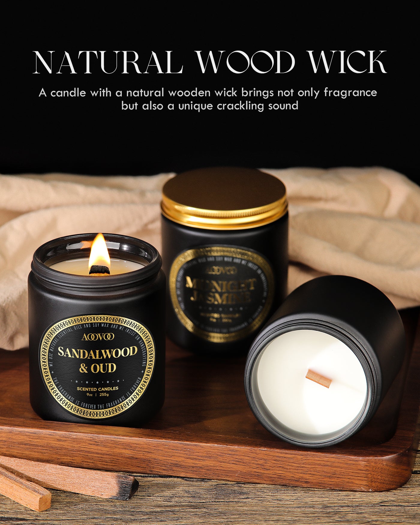 AOOVOO Scented Candles for Men - Sandalwood & Oud