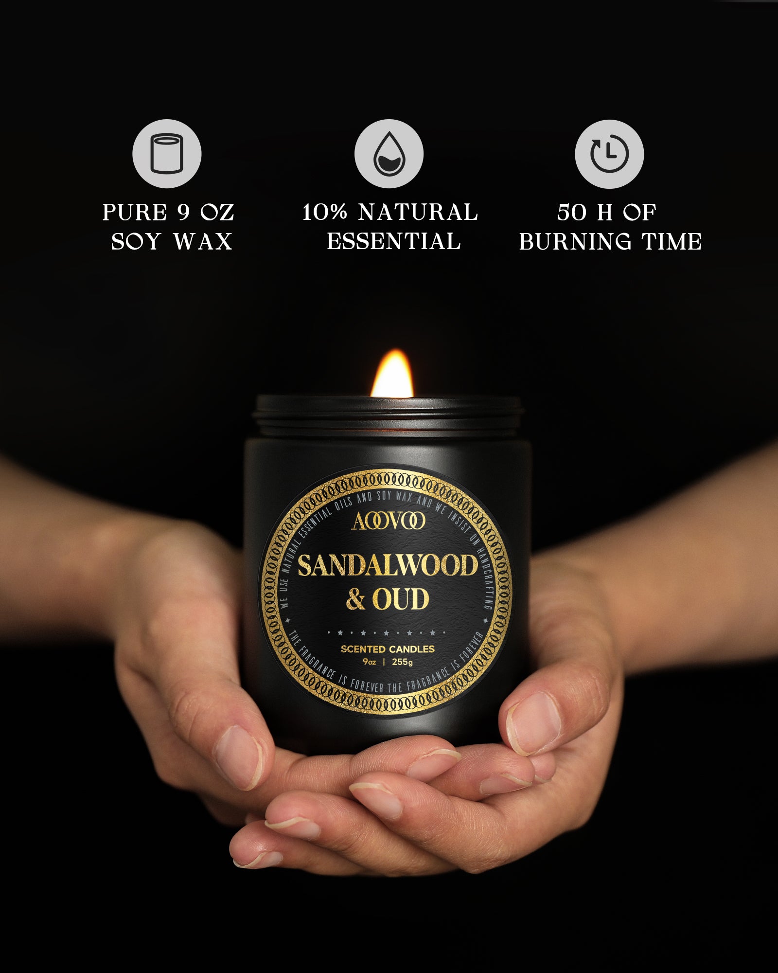 AOOVOO Scented Candles for Men - Sandalwood & Oud