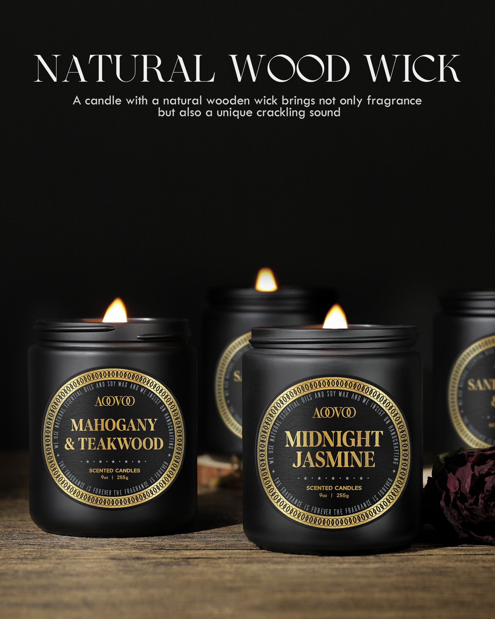 AOOVOO Scented Candles for Men - Mahogany & Teakwood