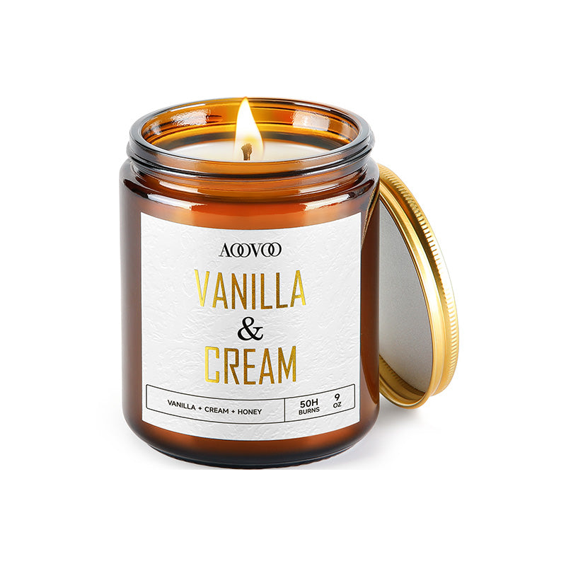 AOOVOO Scented Candle Golden Light - Vanilla & Cream