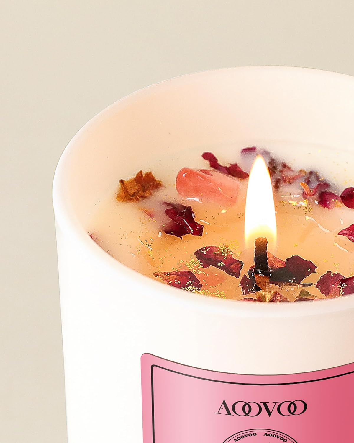 AOOVOO Scented Candle – Rose with  Crystals Inside