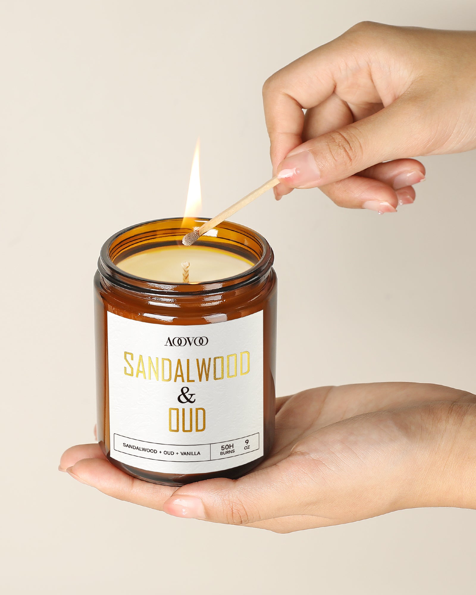 AOOVOO Scented Candle Golden Light - Sandalwood&Oud