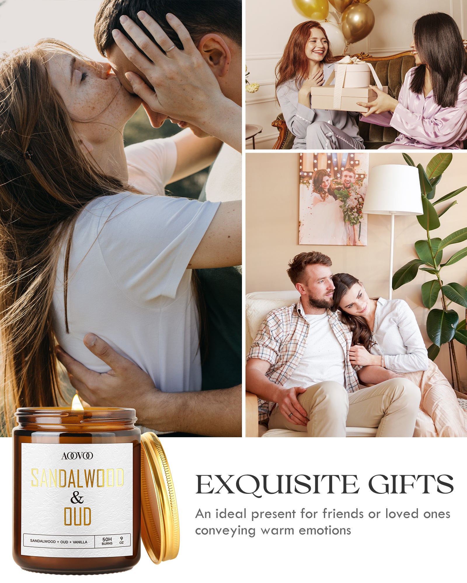 AOOVOO Scented Candle Golden Light - Sandalwood&Oud