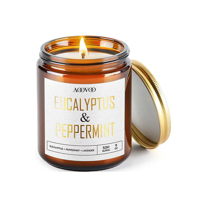 AOOVOO Scented Candle Golden Light - Eucalyptus & Peppermint